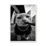 Gangster Cat Pop Art Wall Decor – Black and White Streetwear Cat Print