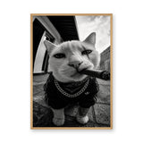 Gangster Cat Pop Art Wall Decor – Black and White Streetwear Cat Print