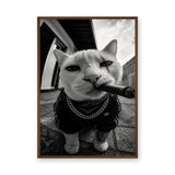 Gangster Cat Pop Art Wall Decor – Black and White Streetwear Cat Print