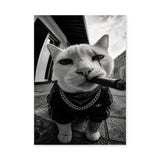 Gangster Cat Pop Art Wall Decor – Black and White Streetwear Cat Print