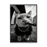 Gangster Cat Pop Art Wall Decor – Black and White Streetwear Cat Print