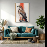 Geometric Hawk Modern Wall Decor – Stylized Bird Portrait with Red Accents