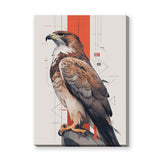 Geometric Hawk Modern Wall Decor – Stylized Bird Portrait with Red Accents