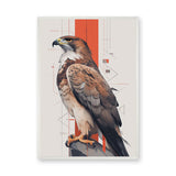 Geometric Hawk Modern Wall Decor – Stylized Bird Portrait with Red Accents