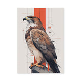 Geometric Hawk Modern Wall Decor – Stylized Bird Portrait with Red Accents