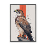 Geometric Hawk Modern Wall Decor – Stylized Bird Portrait with Red Accents
