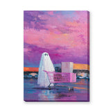 Ghost Shopping Cart Surreal Wall Art Print – Purple-Pink Parking Lot Print