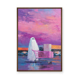 Ghost Shopping Cart Surreal Wall Art Print – Purple-Pink Parking Lot Print