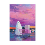 Ghost Shopping Cart Surreal Wall Art Print – Purple-Pink Parking Lot Print