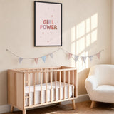 Girl Power Typography Wall Art Poster – Pastel Pink Stars and Sparkles