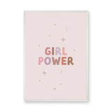 Girl Power Typography Wall Art Poster – Pastel Pink Stars and Sparkles