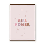 Girl Power Typography Wall Art Poster – Pastel Pink Stars and Sparkles