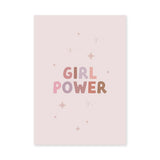 Girl Power Typography Wall Art Poster – Pastel Pink Stars and Sparkles