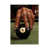 Glam Billiards 8 Ball Modern Wall Decor – Jeweled Hand on Pool Table