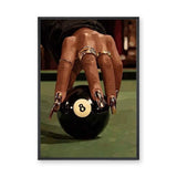 Glam Billiards 8 Ball Modern Wall Decor – Jeweled Hand on Pool Table