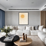 Gold Sunburst Minimalist Wall Art Print – Soft Cream Celestial Rays
