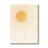 Gold Sunburst Minimalist Wall Art Print – Soft Cream Celestial Rays