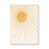 Gold Sunburst Minimalist Wall Art Print – Soft Cream Celestial Rays