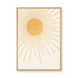 Gold Sunburst Minimalist Wall Art Print – Soft Cream Celestial Rays