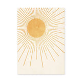 Gold Sunburst Minimalist Wall Art Print – Soft Cream Celestial Rays