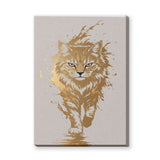 Golden Cat Modern Abstract Wall Decor – Gold and Cream Cat Print