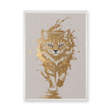 Golden Cat Modern Abstract Wall Decor – Gold and Cream Cat Print