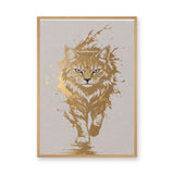 Golden Cat Modern Abstract Wall Decor – Gold and Cream Cat Print