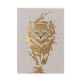 Golden Cat Modern Abstract Wall Decor – Gold and Cream Cat Print