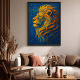 Golden Lion Abstract Wall Art Poster – Van Gogh Style Lion Print