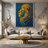 Golden Lion Abstract Wall Art Poster – Van Gogh Style Lion Print