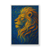 Golden Lion Abstract Wall Art Poster – Van Gogh Style Lion Print