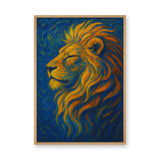 Golden Lion Abstract Wall Art Poster – Van Gogh Style Lion Print