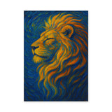 Golden Lion Abstract Wall Art Poster – Van Gogh Style Lion Print