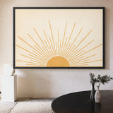 Golden Sunburst Minimalist Wall Art Print – Cream and Gold Celestial Print