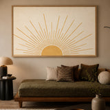 Golden Sunburst Minimalist Wall Art Print – Cream and Gold Celestial Print
