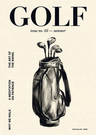 Golf Bag Typography Wall Decor – Cream Magazine Cover Style Print