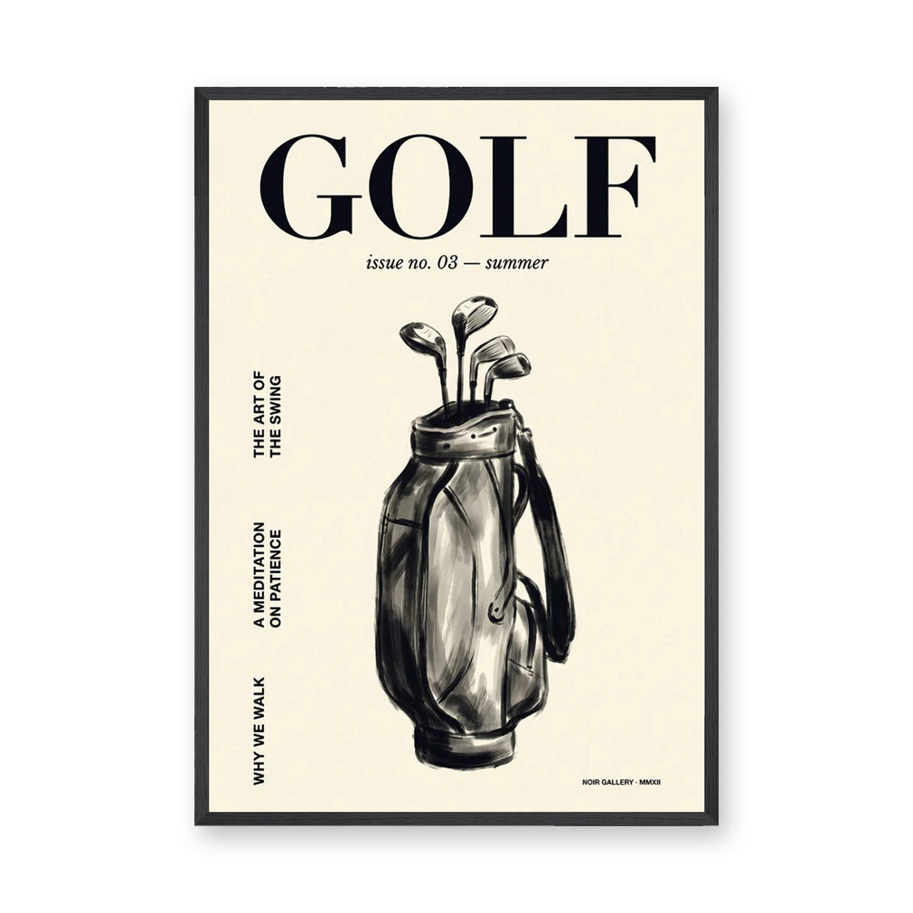 Golf Bag Typography Wall Decor – Cream Magazine Cover Style Print