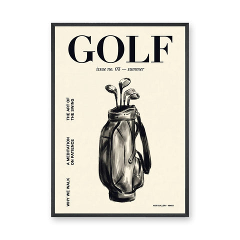 Golf Bag Typography Wall Decor – Cream Magazine Cover Style Print