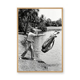 Golf Photography Vintage Wall Art Print – Golfer Tossing Clubs Into a Lake