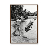 Golf Photography Vintage Wall Art Print – Golfer Tossing Clubs Into a Lake