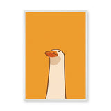 Goose Minimalist Wall Art Print – White Bird on Orange Background
