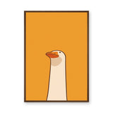 Goose Minimalist Wall Art Print – White Bird on Orange Background