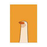 Goose Minimalist Wall Art Print – White Bird on Orange Background