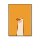 Goose Minimalist Wall Art Print – White Bird on Orange Background