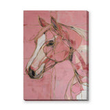 Horse Abstract Line-Art Wall Decor – Pink and Gold Portrait Print
