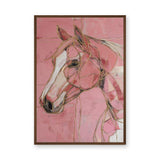 Horse Abstract Line-Art Wall Decor – Pink and Gold Portrait Print