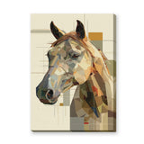 Horse Geometric Wall Art Poster – Abstract Portrait in Earthy Beige Tones