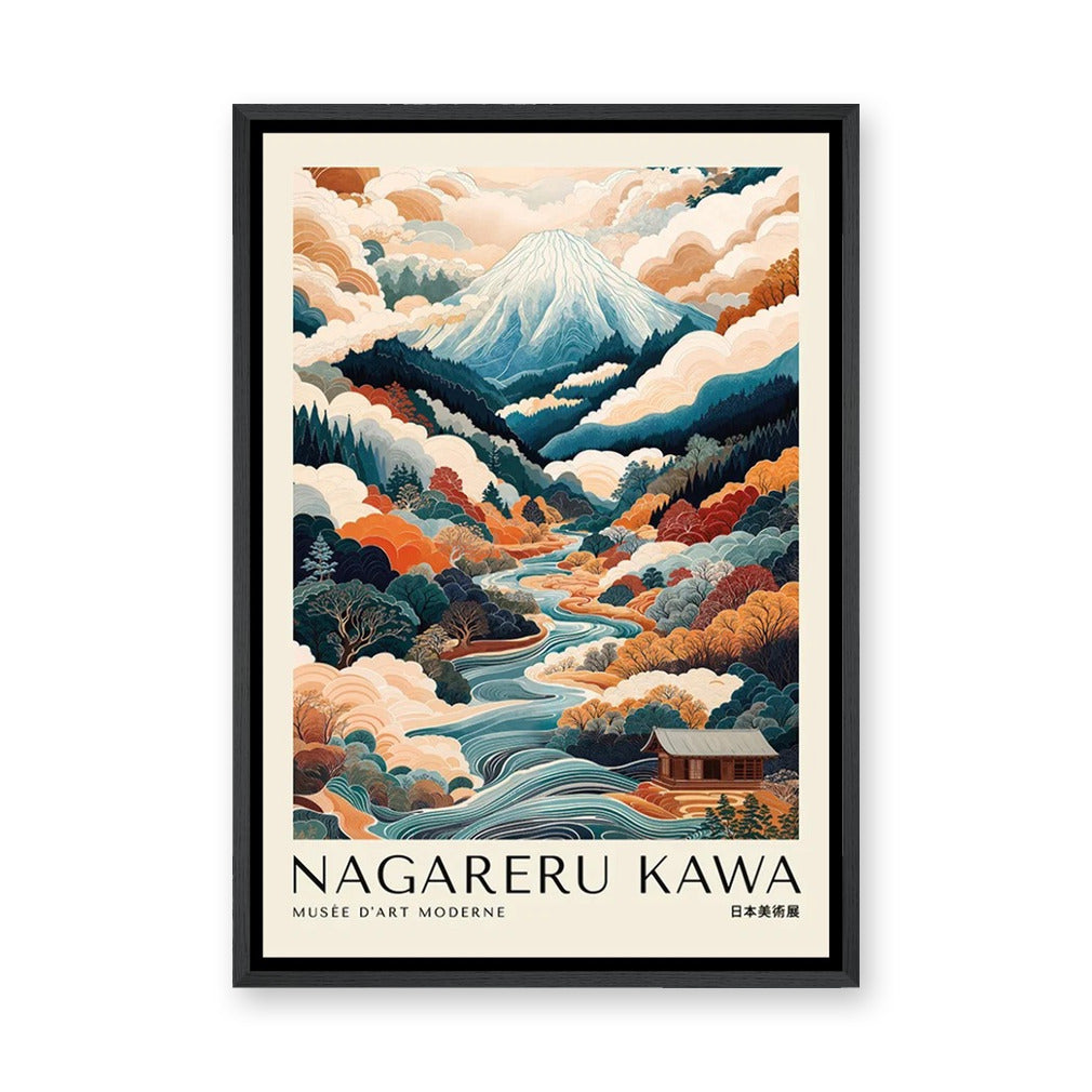Japanese Landscape Japandi Wall Art Poster – Nagareru Kawa Mountain River