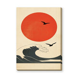 Japanese Red Sun Wave Traditional Wall Art Poster – Minimalist Ocean Seascape