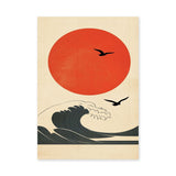 Japanese Red Sun Wave Traditional Wall Art Poster – Minimalist Ocean Seascape